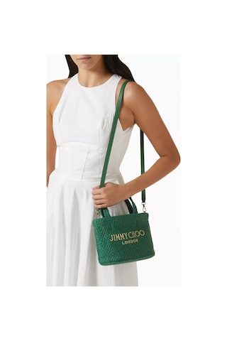 Jimmy Choo Tığ Işi Plaj Çantası, Rafya, Yazın Vazgeçilmezi, Geniş Iç Hacim Yeşil