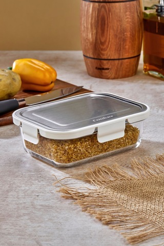 Cooker 1000 Ml Cam Saklama Kabı - Sızdırmaz, Paslanmaz Çelik Kapaklı, Gıda Saklama