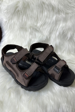 Günlük Unisex Kalın Anatomik Taban Cırtlı Ayarlanabilir Plaj Havuz Deniz Sandalet 037-337-183 Kahverengi Gençpoli