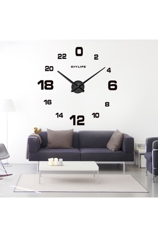 Lemestar Siyah Akrilik Dıy Duvar Saati - Yaratıcı Ev Dekorasyonu, Ayna Efekti, Kolay Montajlı, Ev Odaları İçin Modern Zamanlayıcı Siyah