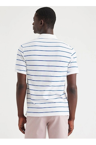 Dockers Minimalist Çizgili Polo Yaka Erkek T-shirt - Kısa Kol - Günlük Beyaz - Lacivert