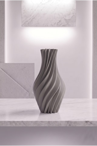 Suna Vazo 20 Cm - Sarmal Dekoratif Vazo, Kuru Çiçek Pampas Otu İçin Salon Konsol Sehpa Süsü, Ev Dekorasyon Hediyelik Ahenk Tasarım Gümüş