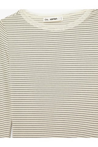 Koton Dantel Detaylı Viskon Karışımlı Kayık Yaka Uzun Kollu Tişört Kahverengi Çizgili 6sal10368ık Kahverengi