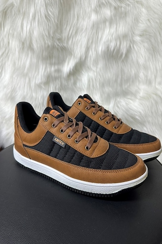 Günlük Erkek Sneaker Bağcıklı Hafif Rahat Fileli Hava Alabilen Yürüyüş Spor Ayakkabısı 014 Siyah - Taba