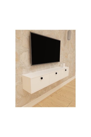 Salkım 150 Cm Duvara Monte Tv Ünitesi Tv Sehpası Beyaz - Beyaz Beyaz-beyaz