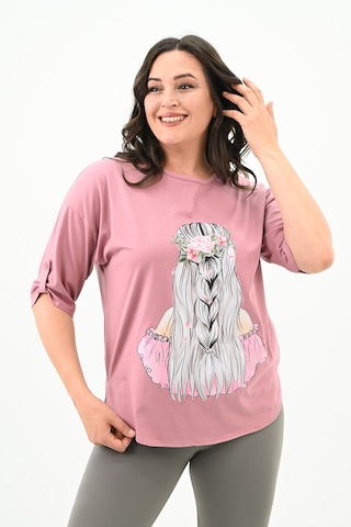 Kadın Büyük Beden Düşük Omuz Oversize T-shirt 1773-1-24 001