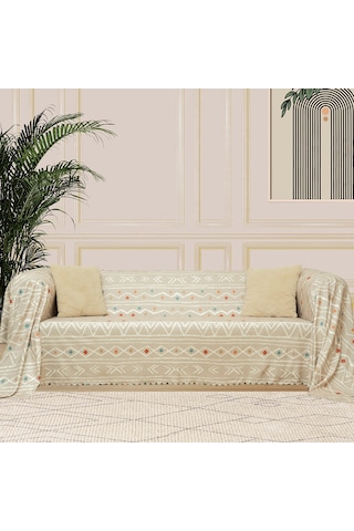 SoftMicro Etnik ve Zikzak Desenli 180 x 220 CM Boho Koltuk Örtüsü