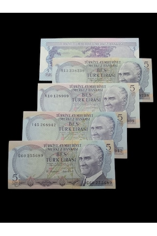 6.emisyon 5 Türk Lirası Kağıt Koleksiyon Para . Numismatik, Antikalar, Hobi Hediye