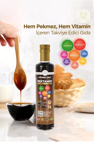Zühre Ana Pektamin Karadut Keçiboynuzu ve Andız Pekmezi Karışımı Vitamin Takviyeli 250 ML