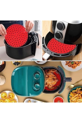 Ams Net Renkli Isıya Dayanıklı Yıkanılabilir Silikon Fırın Ve Airfryer Yuvarlak Pişirme Matı 20 Cm