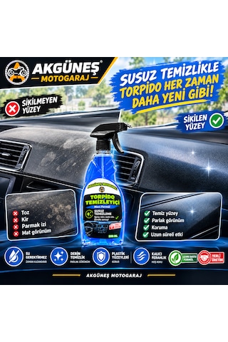 Torpido Temizleyici Susuz Temizlik Araç İçi Plastik Ve Torpido Temizleme Spreyi Yerli Üretim Beyaz - Mavi