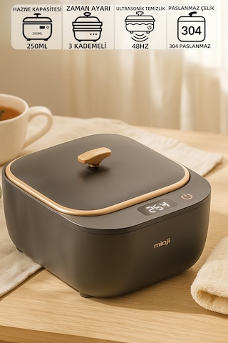 Mioji Mio Uv2c Ultrasonic Protez, Dişlik Ve Takma Diş Temizlik Cihazı Siyah