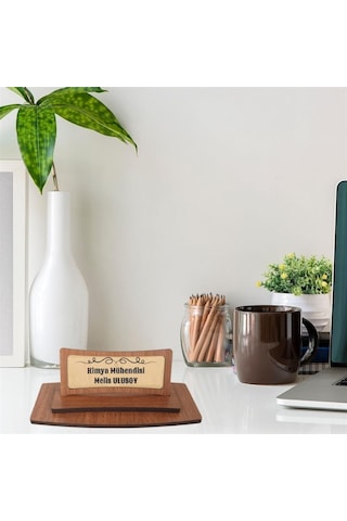 Kişiye Özel Ahşap Ofis Masa İsimliği