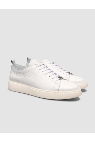 Cabani Erkek Minimal Beyaz Deri Sneaker Beyaz