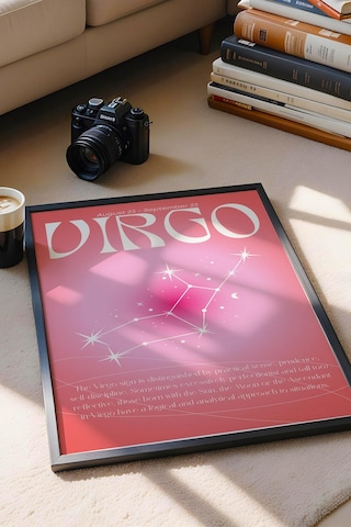 Virgo Başak Burcu Çerçeveli Tablo Aura Enerji Renkleri Astrolojik Takım Yıldızı Sembolü