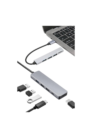 Macbook Pro/air Uyumlu Usb Type-c 8 In 1 Hub Dönüştürücü Çevirici Çoklayıcı Usb Hdmı Micro Sd 8 Girişli