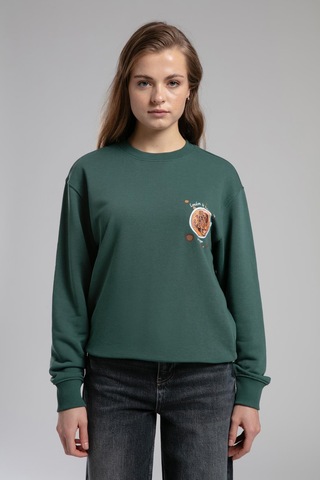 Lee Cooper Iona Kadın O Yaka Sweatshirt Zümrüt-21482 Zümrüt
