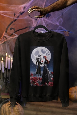 Magors Stil-x Halloween - Cadılar Bayramı Baskılı Unısex Sweatshırt, 3 İplik Şardonlu Siyah-11