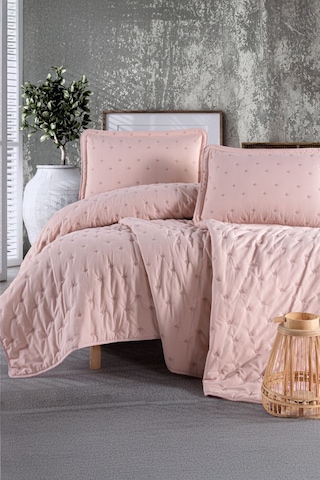 Clasy Aspendos Pudra Çift Kişilik Microfiber Yatak Örtüsü Pudra