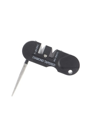 Springsun 4-fonksiyonlu Ev Ve Dış Mekan Bıçak Takasçı: Tungsten Çelik Kaba + Seramik İnce Tasla, Anahtar Zincirine Takılabilir Siyah