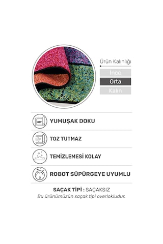 Colora Halı Koleksiyonu Yumuşak Renkli Kare Halı, Tozumaz, Modern Tasarım Ve Kolay Temizlik Multi 4
