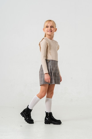 Smile Kids Apoletli Pileli Şortlu Kız Takım Bej