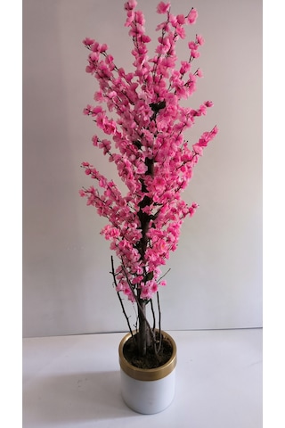 Rüzgar Yapay Çiçekçilik 30x30 Krem Gold Saksıda Bahardalı Ağacı Pembe
