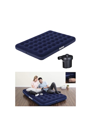Bestway 67287 Çift Kişilik Şişme Yatak Elektrikli Pompalı 191x137 Lacivert