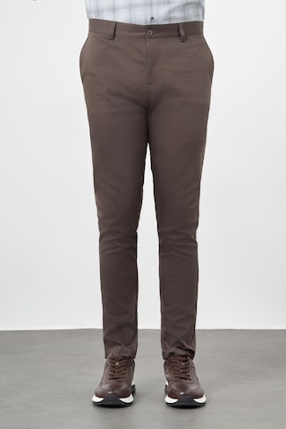İmza Koyu Camel Düz Armürlü Pamuklu Yan Cep Slim Fit Casual Pantolon 1003245163 Koyu Camel