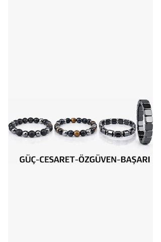Morlisse Güç-cesaret-özgüven-başarı, 4'lü Doğaltaş Bileklik Seti Gri Morlisse Güç-cesaret-özgüven-başarı, 4'lü Doğaltaş Bileklik Seti Gri