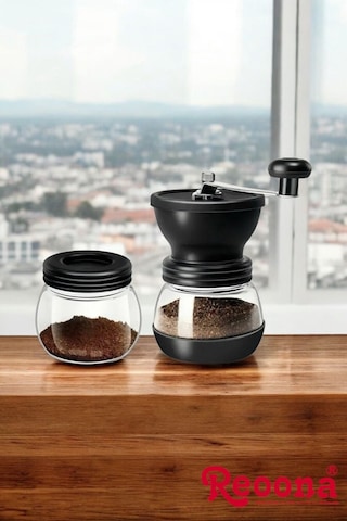 Reoona Kahve Öğütücü Değirmen Seti & Baharat Öğütücü / Filtre Kahve & Türk Kahvesi& Espresso Siyah