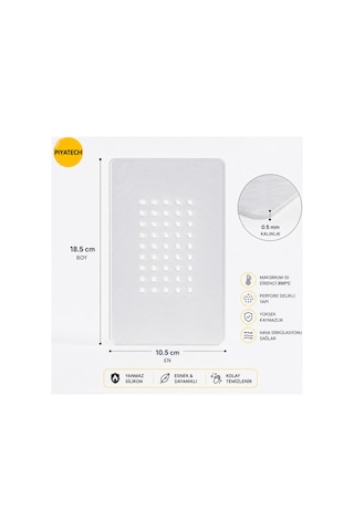 Yanmaz Silikon Delikli Kaymaz Seperatör Pedi 18.5x10.5 Cm 300 Derece Isıya Dayanıklı Çok Amaçlı Mat