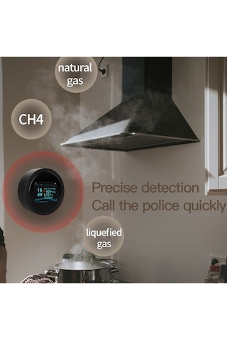 Novahub Akıllı Gaz Alarmı - Wifi Tuya Uyumlu, Lcd Ekranlı, Mutfak/banyo/depo İçin Doğalgaz Ve Lpg Dedektörü Siyah, Küçük Boyutlu Siyah