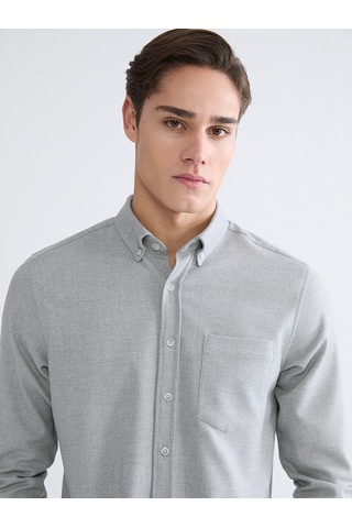 Lcwaıkıkı Classic Gri Regular Fit Armürlü Erkek Gömlek