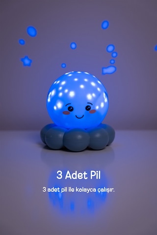 Cloud-b Ahtapot Parıldayan Yıldızlı Gece Lambası 11 Cm Mavi