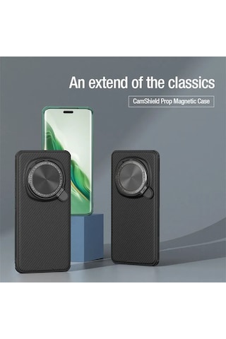 Mufunye Honor Magic 6 Pro İçin Nillkin Camshield Pro Manyetik Kılıf: Kamera Koruyucu, Magsafe Uyumlu, Dikey/yatay Ayaklı, Parmak İzi Redüktörü Siyah