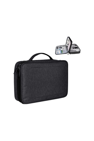 Sones İpad İçin Büyük Naylon Su Geçirmez Kutu Tipi Çok İşlevli Saklama Çantası, Boyut: 29 X 21 X 8 Cm Siyah