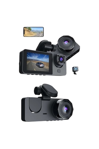 3 Kameralı 2 İnç 1080p Araç İçi Kamera Sürüş Kamerası Carplay