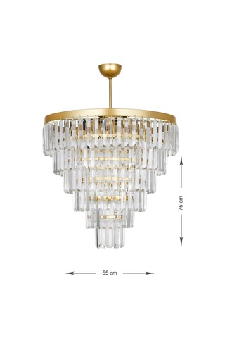 Linsa 55 Cm'lik Kristal Cam Taşlı Lüks Avize - Sarı Yaldız Sarı Yaldız