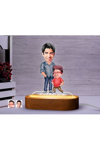 Bk Gift Kişiye Özel Baba-oğul Karikatürlü Dekoratif 3d Biblo Led Işıklı Gece Lambası-7, Babaya Hediye, Babalar Günü Hediyeleri Kobitmeyen138259 Bk Gif
