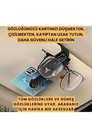 Coofbe Klipsli 180 Derece Döner Klipsli Araç İçi Gözlük Tutucu Kart Tutucu Oto Araç Gözlük Tutacagi 01