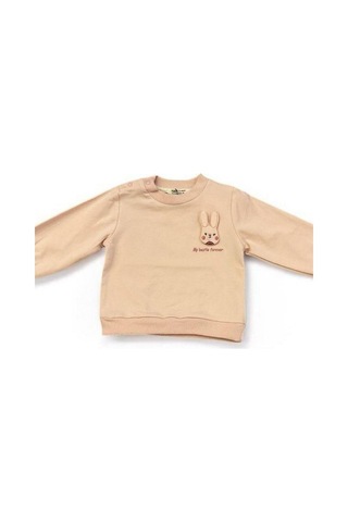 Cantoy Kız Bebek Tavşan Baskılı Sweatshirt-14200 Pudra