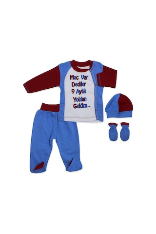 Trabzonspor Hastane Çıkış Yenidoğan Bebek 4 Parça Pamuk Zıbın Set Bordo