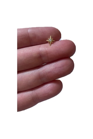 Minimal Kutup Yıldızı Kıkırdak Tragus Helix Pearsıng Küpe 316l Çelik Altın