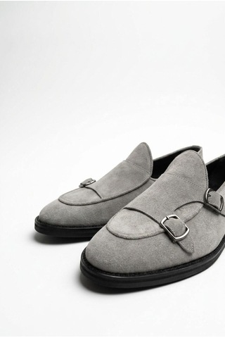 Lofer Erkek Süet Eva Tabanlı Tokalı Klasik Loafer Gri