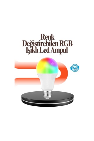 Renk Değiştiren Rgb Led Ampul 16 Renk Uzaktan Kumandalı 2025 Model Çok Renkli