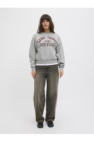 Jack & Jones Kadin Gögüs Baskili Relaxed Fit Sweatshirt - Merle - 12260608 Light Grey Melange