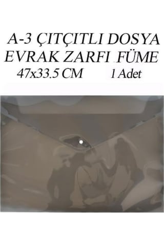 A3 Boy Çıt Çıt Dosya 1 Adet 47x33.5 Cm Çıtçıtlı Zarf Dosya Ödev Ve Proje Dosyası Füme