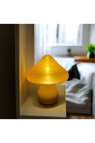 Led Mantar Gece Lambası Pilli, Renkli Ve Dekoratif Işık Eskitme Gold