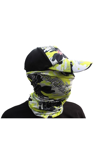 Captain Fisherman Style Set Şapka Eldiven Kolluk Buff Camo Green Çok Renkli